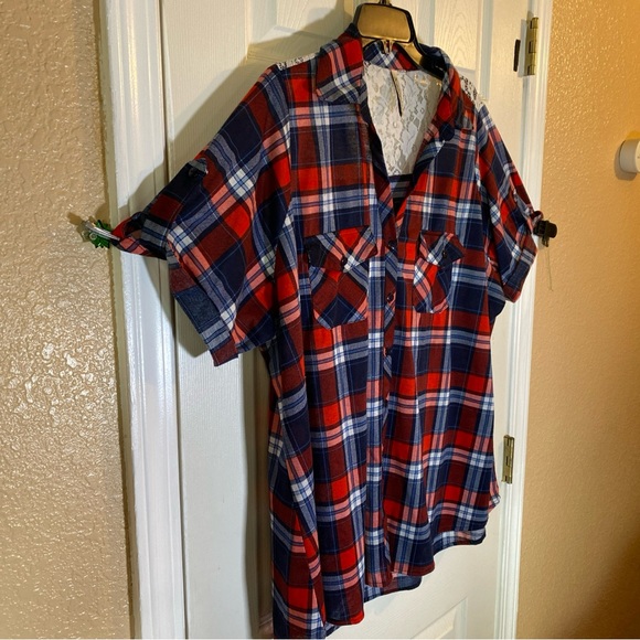 R N B Women Plus 3X Button Down Shirt Pockets Plaid Tartan Floral Summer Casual - Picture 5 of 11